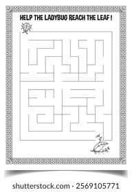 Ladybug maze puzzle worksheet for children