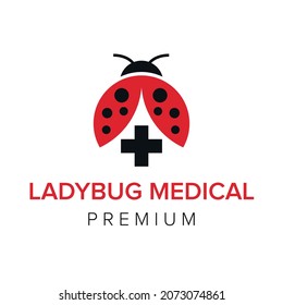 plantilla vectorial del icono del logotipo médico de ladybug
