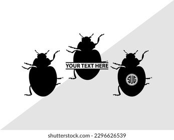 Ladybug Monogram Vector Illustration Silhouette