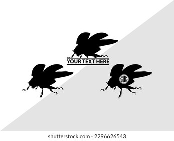 Ladybug Monogram Vector Illustration Silhouette