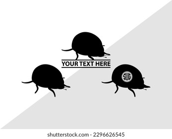 Ladybug Monogram Vector Illustration Silhouette