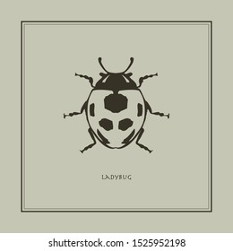 Ladybug on a beige background in a realistic style. Drawn. Perfect for printing, interior, poster, brand, wall painting, printing on clothes, furniture items. Vector illustration.