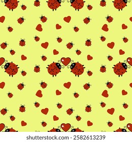 ladybug on a beige background.illustration for valentine's day