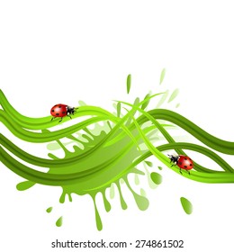Ladybug on grass abstract