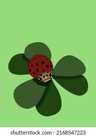ladybug on green leaf with light green background