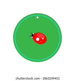 Ladybug on green round label