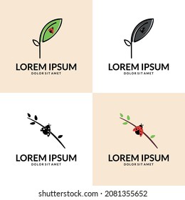 ladybug on leaf logo icon vector element. Ladybug logo design vector