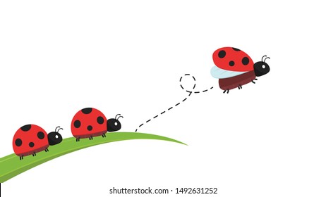 Ladybug On Leaf Wallpaper Free Space Stock Vector (Royalty Free ...