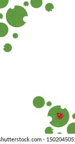 Ladybug on Lily pad. wallpaper. free space for text. background. symbol. Lily pad vector.