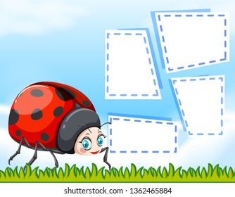 Ladybug on nite template illustration