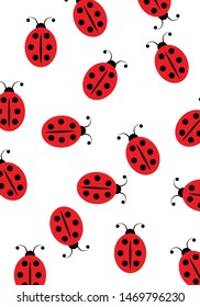 Ladybug on patterned background, vector illustration
