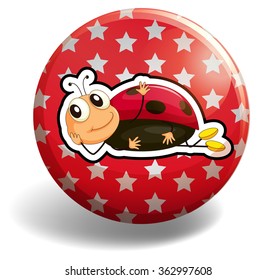 Ladybug en la ilustración de placa redonda