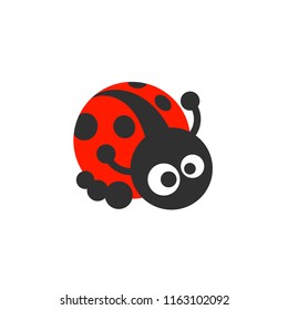 Ladybug on white background. Flat vector symbol