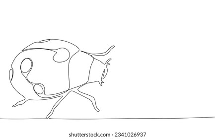 Ladybug one line continuous. Line art concept insect banner. Outline vector illustration.