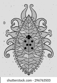 Ladybug ornament grayscale