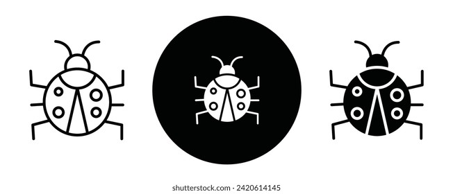 Ladybug outline icon collection or set. Ladybug Thin vector line art