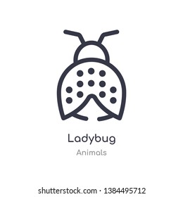 ladybug outline icon. isolated line vector illustration from animals collection. editable thin stroke ladybug icon on white background