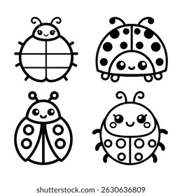 A ladybug outline icons. Vector illustration of insect cartoon.