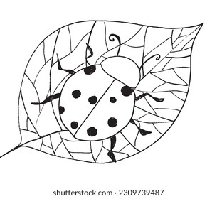 Imagen de la ilustración del esquema de fallo de lápiz. 
Dibujo manual de imágenes de ladybug. 
Simple y lindo logo original.
Ilustración vectorial dibujada a mano para afiches, tarjetas, camisetas.