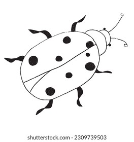 Imagen de la ilustración del esquema de fallo de lápiz. 
Dibujo manual de imágenes de ladybug. 
Simple y lindo logo original.
Ilustración vectorial dibujada a mano para afiches, tarjetas, camisetas.