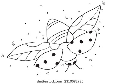 Ladybug outline illustration image. 
Hand drawn image artwork of ladybug. 
Simple cute original logo.
Hand drawn vector illustration for posters, cards, t-shirts.