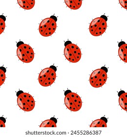 Ladybug pattern, bright summer print, children's pattern, suitable for design and printing.