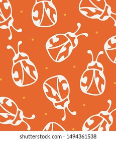 Ladybug pattern with dots. Vector illustration. Cute background for kids clothes, textile. Vector texture.