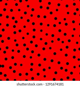 Ladybug pattern. Polka Dot Seamless vector. Seamless with red background and black spots - Vector illustration