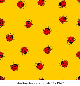 Ladybug pattern seamless. bug background cartoon style. Children cloth texture