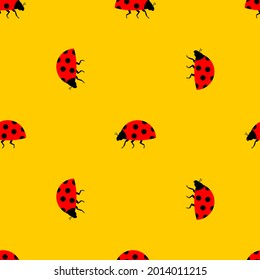 Ladybug pattern seamless. Red small bug background. beetle vector texture