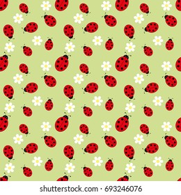 Ladybug pattern. Seamless vector.
