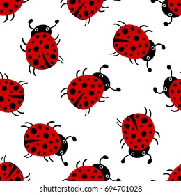 Ladybug pattern. Seamless vector.
