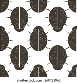 Ladybug in the pattern, seamless vector background.