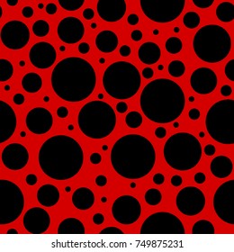Ladybug pattern. Seamless vector. Seamless with red background and black spots