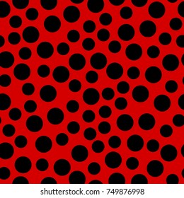 Ladybug pattern. Seamless vector. Seamless with red background and black spots
