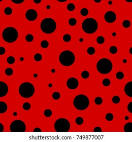 Ladybug pattern. Seamless vector. Seamless with red background and black spots