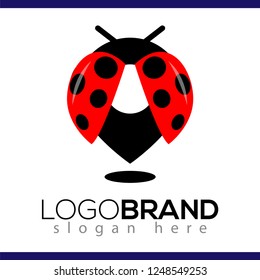 Ladybug pin location logo icon vector
