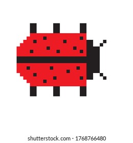 Ladybug pixel art bug insect icon, isolated vector illustration.