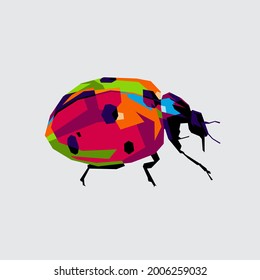 Ladybug or ladybug, red beetle with black spots, winged flying insect in pop art style. suitable for logos, book covers, etc. eps file