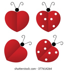 ladybug red heart illustration
