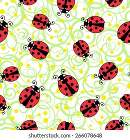  Ladybug seamless pattern.