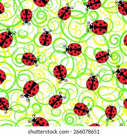  		
Ladybug seamless pattern.