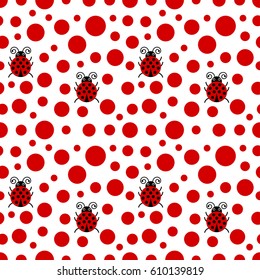 Ladybug seamless pattern.