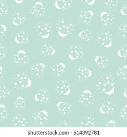 Ladybug seamless pattern, abstract texture, vector illustration. 