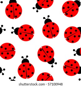 ladybug seamless pattern, abstract texture; vector art illustration