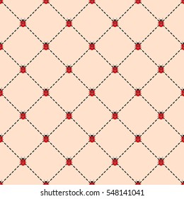 Ladybug seamless pattern. Seamless background with red ladybugs. Vector illustration.