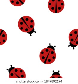 Ladybug nahtloser Musterhintergrund. Vektorgrafik