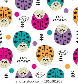 ladybug seamless pattern, can be used for textile,  background, book cover, packaging