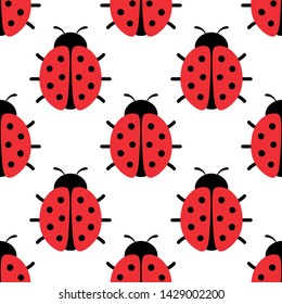 Ladybug seamless pattern, cartoon vector illustration background