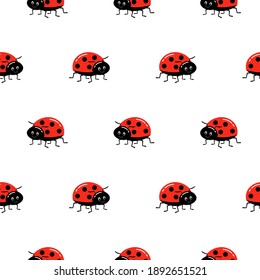 Ladybug seamless pattern, cartoon vector illustration background